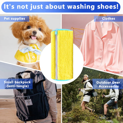 2-Pack Reusable Shoe Washing Machine Bag – White Protective Laundry Bag for All Shoes, Anti-Deformation & Deep Clean with Zipper Lock (Yellow) - Image 6
