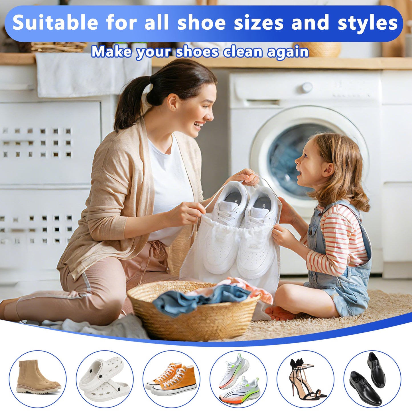2-Pack Reusable Shoe Washing Machine Bag – White Protective Laundry Bag for All Shoes, Anti-Deformation & Deep Clean with Zipper Lock (Yellow) - Image 7