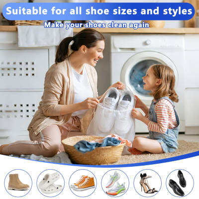 2-Pack Reusable Shoe Washing Machine Bag – White Protective Laundry Bag for All Shoes, Anti-Deformation & Deep Clean with Zipper Lock (Grey) - Image 5