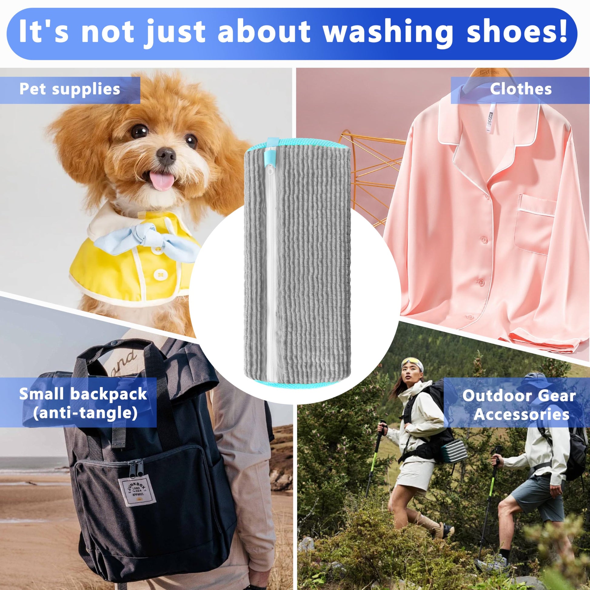 2-Pack Reusable Shoe Washing Machine Bag – White Protective Laundry Bag for All Shoes, Anti-Deformation & Deep Clean with Zipper Lock (Grey) - Image 7