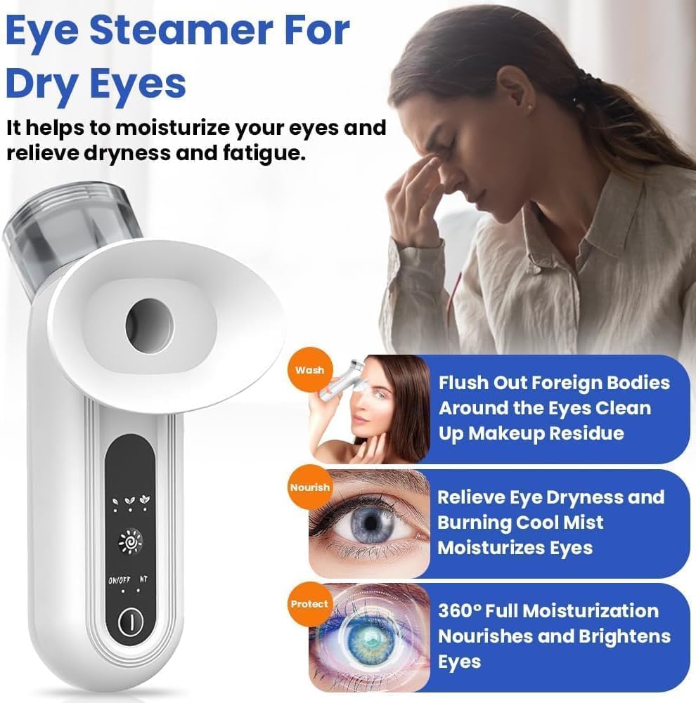 Portable Eye Mist Sprayer with Warm Steam & Nano Spray – Compact Facial Hydration Device for Daily Eye & Skin Care (White) - Image 4