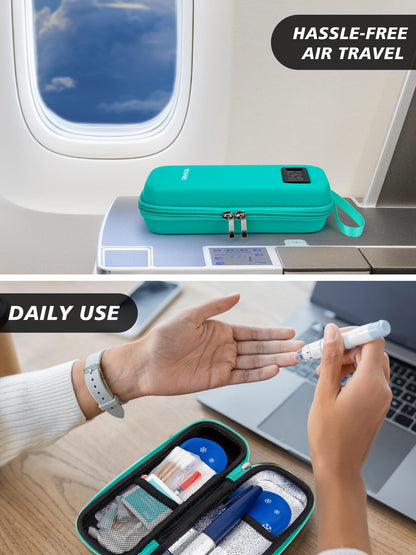 Portable Insulin Cooler Case with Digital Temperature Display – Travel Insulin Storage Bag with 2 TSA Ice Packs, Diabetes Supplies Organizer (Green) - Image 7