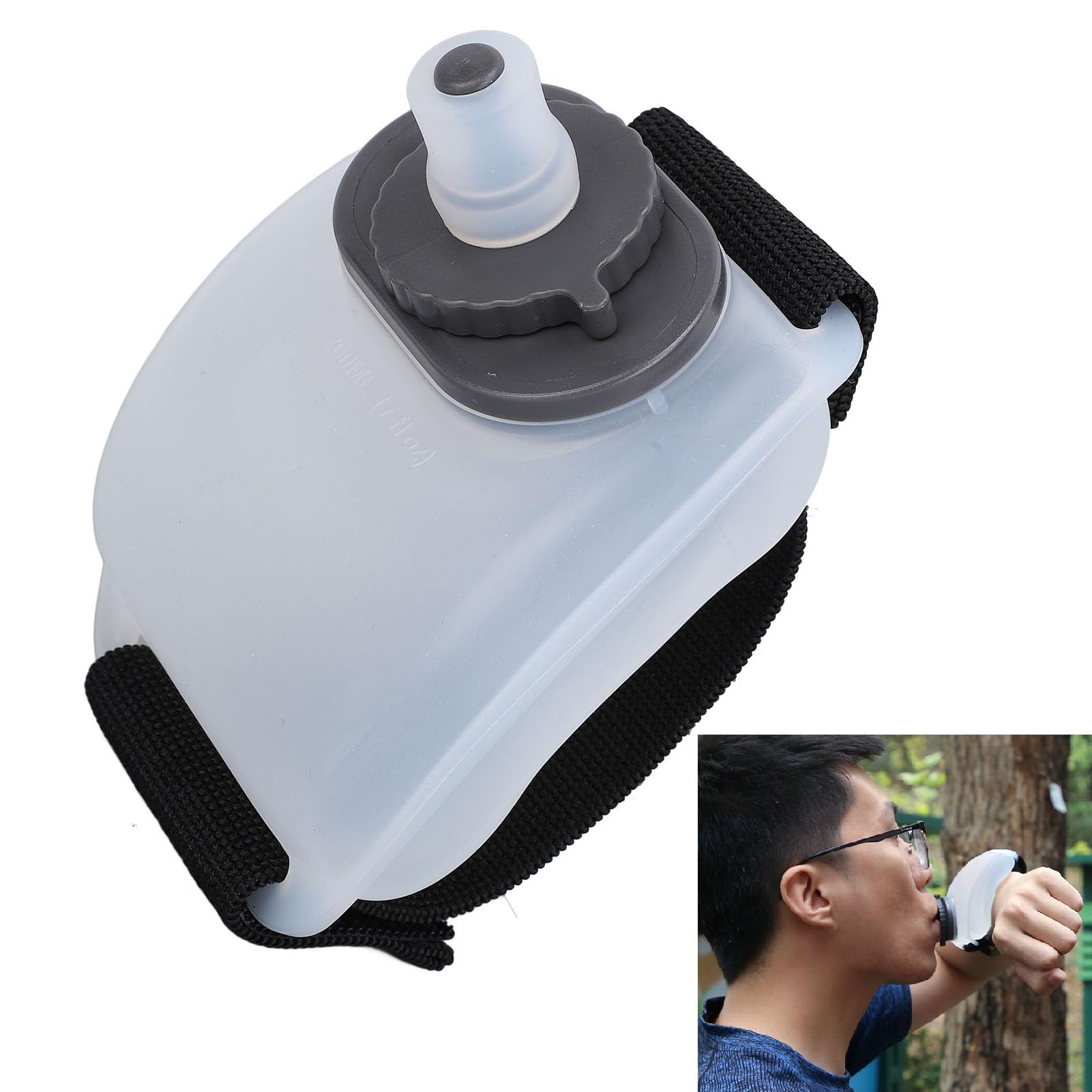 Wrist Water Bottle 7oz Hydration Flask – Hands-Free Leak-Proof Silicone Drink Container for Running, Cycling, Hiking & Fitness Training (White) - Image 6
