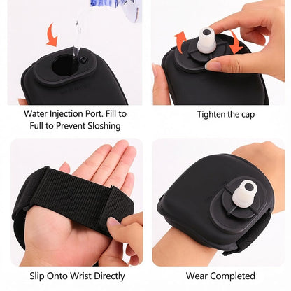 Wrist Water Bottle 7oz Hydration Flask – Hands-Free Leak-Proof Silicone Drink Container for Running, Cycling, Hiking & Fitness Training (Black) - Image 8