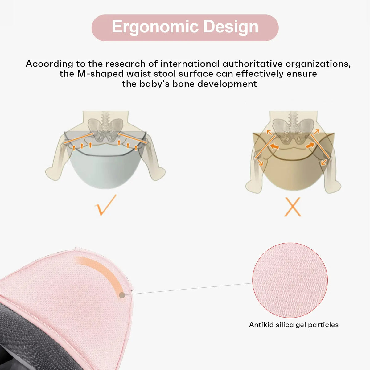 6-in-1 Adjustable Baby Carrier with Hip Seat – 11.8–15.7in Adjustable Height, Breathable Mesh & Multi-Position Carry for Newborn to 36 Months (Pink) - Image 5