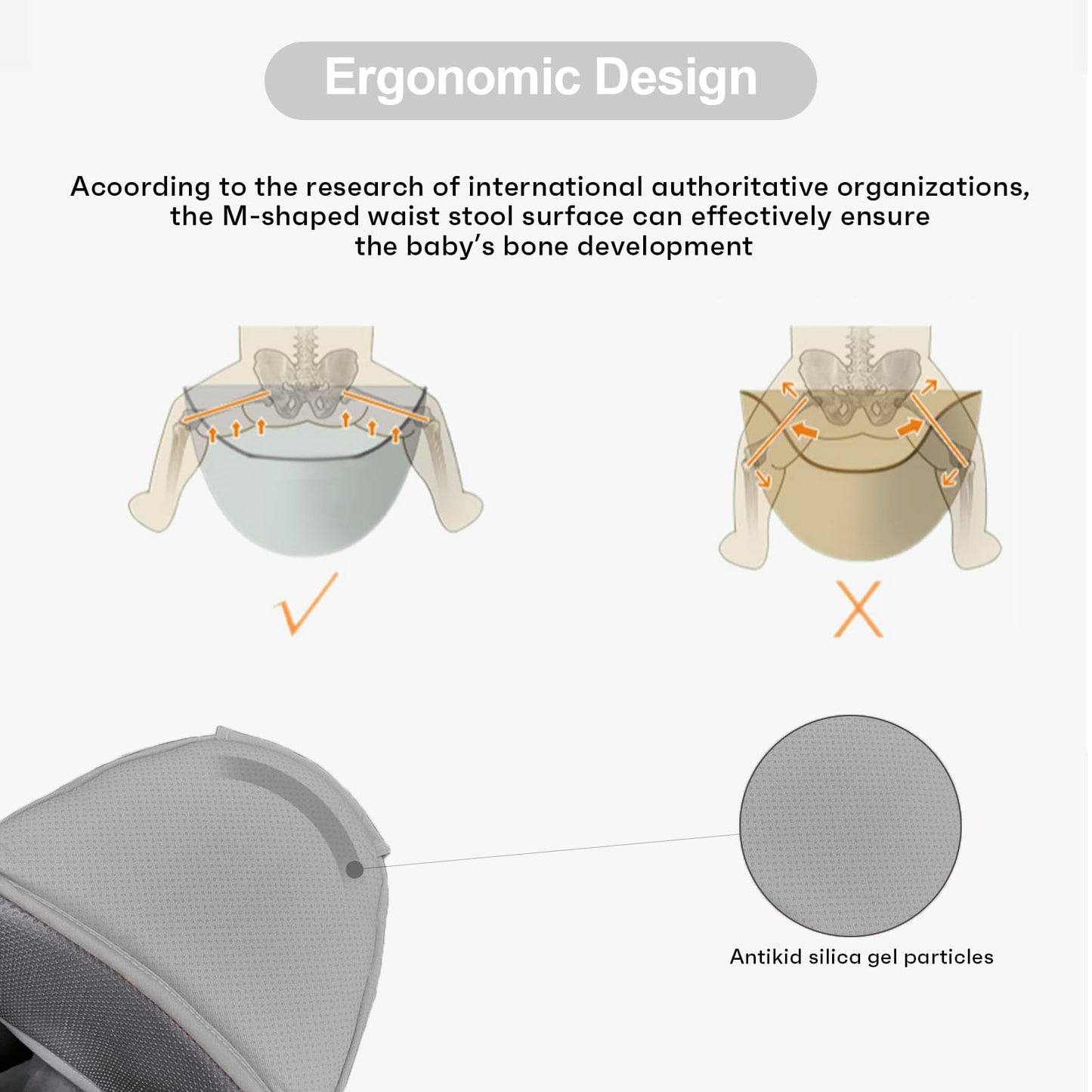6-in-1 Adjustable Baby Carrier with Hip Seat – 11.8–15.7in Adjustable Height, Breathable Mesh & Multi-Position Carry for Newborn to 36 Months (Grey) - Image 5