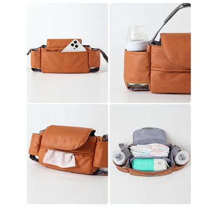 Universal Stroller Organizer Bag with Front Tissue Dispenser, Bottle Holders & Large Storage – Perfect for Daily Outings with Baby (Orange) - Image 6