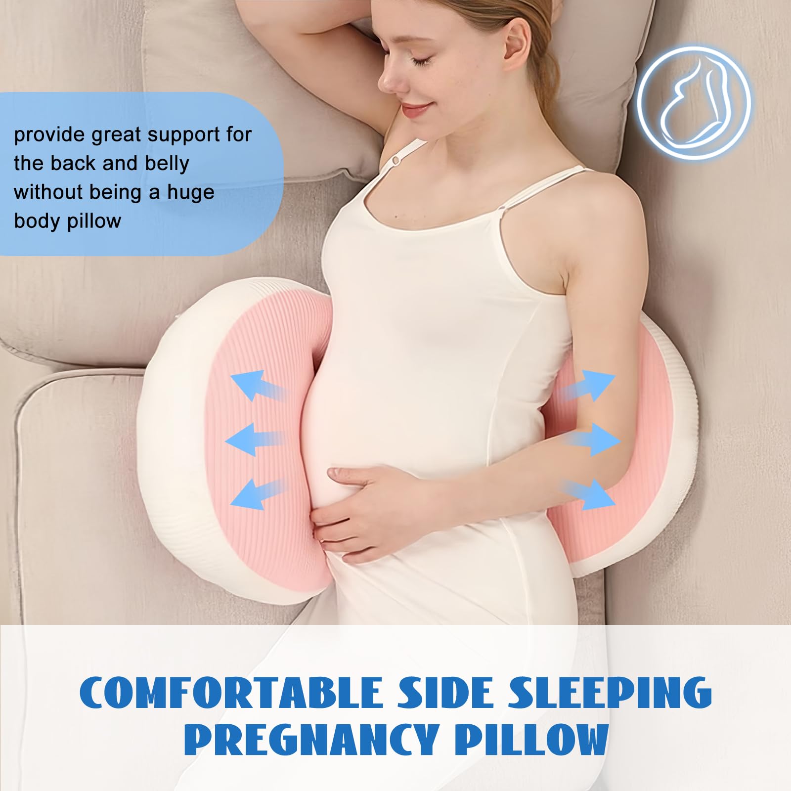 Adjustable Pregnancy Pillow with Velcro Design – Side Sleeping Support for Back, Belly, Hips & Legs, Travel-Friendly Maternity Pillow with Bonus Auxiliary Pillow(Red) - Image 2