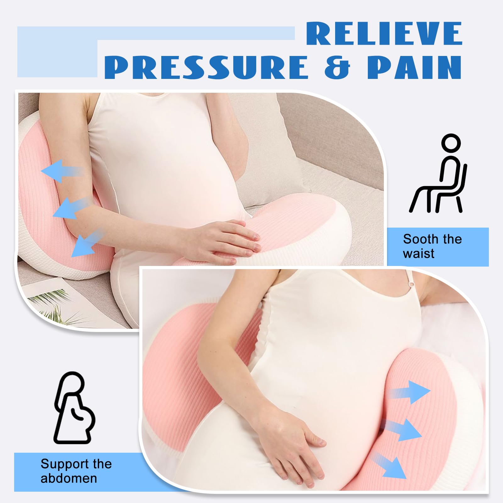 Adjustable Pregnancy Pillow with Velcro Design – Side Sleeping Support for Back, Belly, Hips & Legs, Travel-Friendly Maternity Pillow with Bonus Auxiliary Pillow(Red) - Image 3