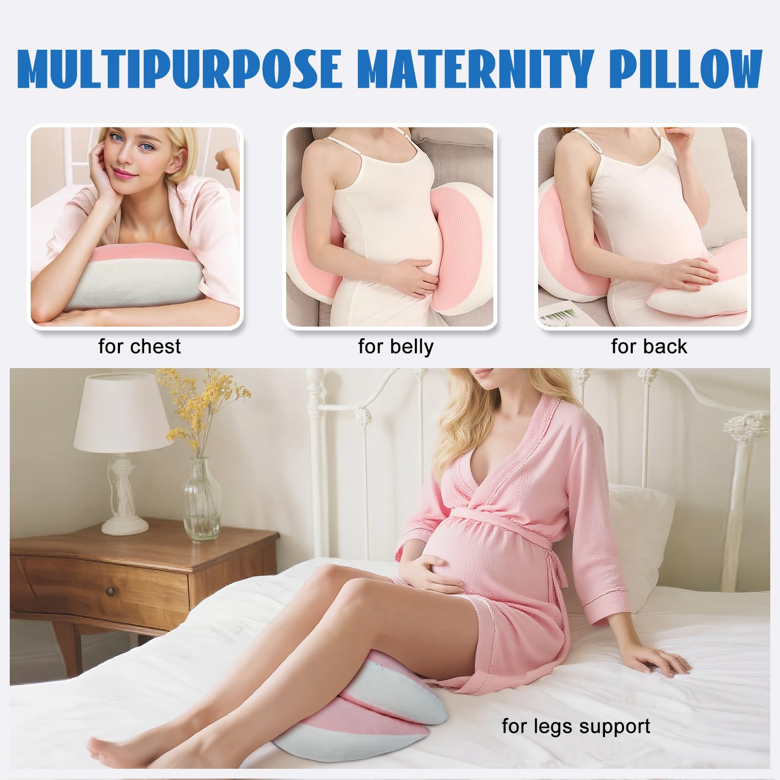 Adjustable Pregnancy Pillow with Velcro Design – Side Sleeping Support for Back, Belly, Hips & Legs, Travel-Friendly Maternity Pillow with Bonus Auxiliary Pillow(Red) - Image 5