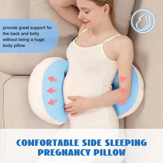 Adjustable Pregnancy Pillow with Velcro Design – Side Sleeping Support for Back, Belly, Hips & Legs, Travel-Friendly Maternity Pillow with Bonus Auxiliary Pillow(Blue) - Image 2