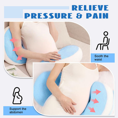 Adjustable Pregnancy Pillow with Velcro Design – Side Sleeping Support for Back, Belly, Hips & Legs, Travel-Friendly Maternity Pillow with Bonus Auxiliary Pillow(Blue) - Image 3