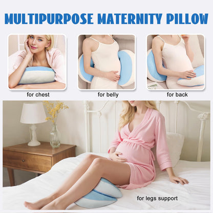 Adjustable Pregnancy Pillow with Velcro Design – Side Sleeping Support for Back, Belly, Hips & Legs, Travel-Friendly Maternity Pillow with Bonus Auxiliary Pillow(Blue) - Image 5
