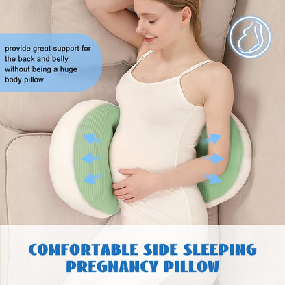 Adjustable Pregnancy Pillow with Velcro Design – Side Sleeping Support for Back, Belly, Hips & Legs, Travel-Friendly Maternity Pillow with Bonus Auxiliary Pillow(Green) - Image 2