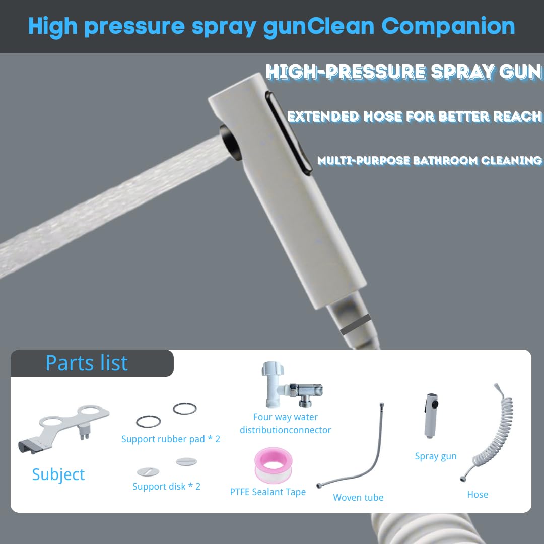 Bidet Toilet Attachment with Handheld Sprayer – Dual Nozzle for Pregnant Women, Postpartum Care & Elderly, Non-Electric Cold Water Bidet, Slim Under-Seat Fit (White) - Image 2