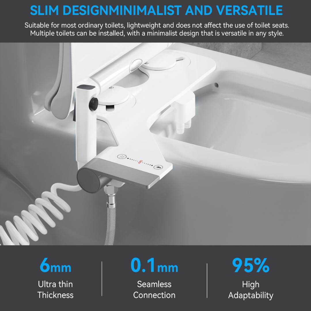 Bidet Toilet Attachment with Handheld Sprayer – Dual Nozzle for Pregnant Women, Postpartum Care & Elderly, Non-Electric Cold Water Bidet, Slim Under-Seat Fit (White) - Image 5