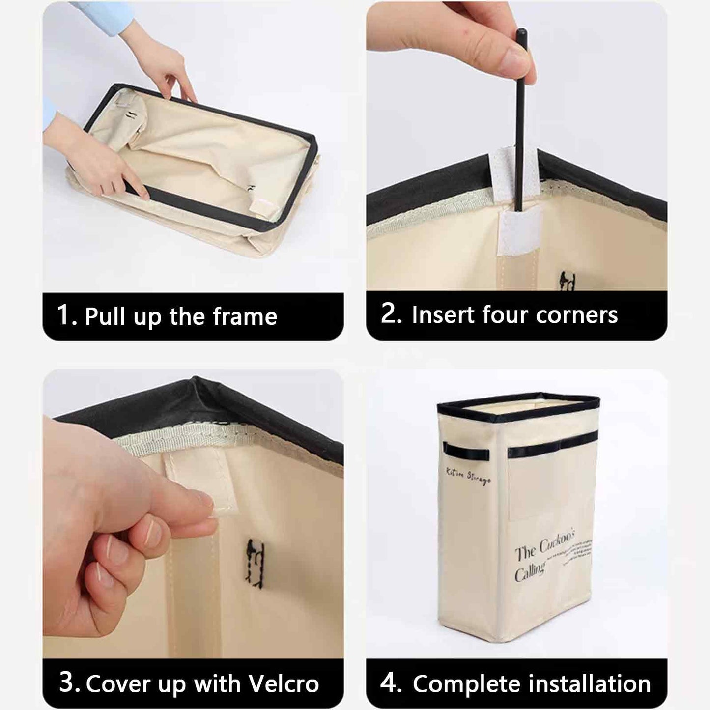 Large Capacity Foldable Yoga Mat Storage Basket – Waterproof Fabric Organizer for Gym Equipment, Dumbbells, Foam Rollers, and Mats with Side Pockets and Handle (Beige) - Image 9