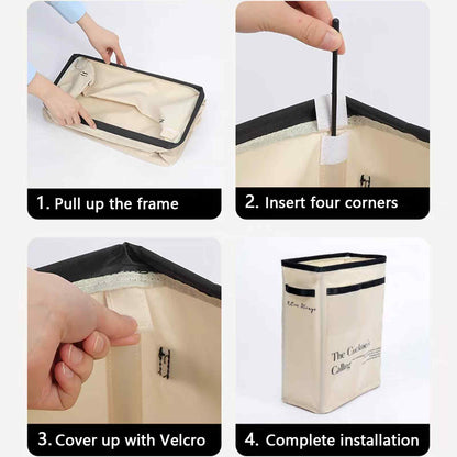 Large Capacity Foldable Yoga Mat Storage Basket – Waterproof Fabric Organizer for Gym Equipment, Dumbbells, Foam Rollers, and Mats with Side Pockets and Handle (Beige) - Image 9