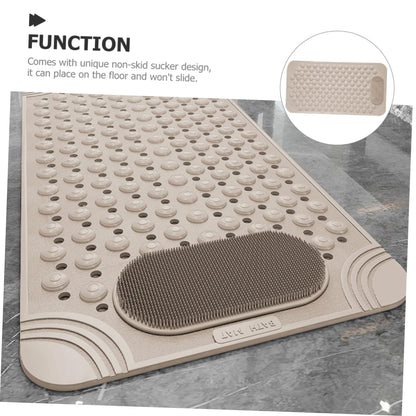 Non-Slip Bath Mat with Foot Scrubber – 70 x 36 cm, Anti-Skid Suction Cups & Drain Holes, Waterproof Shower Floor Pad with Exfoliating Brush(Grey) - Image 6