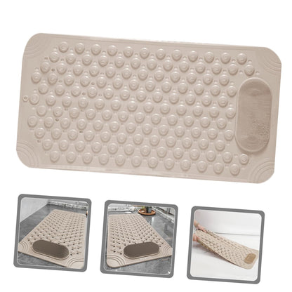 Non-Slip Bath Mat with Foot Scrubber – 80 x 50 cm, Anti-Skid Suction Cups & Drain Holes, Waterproof Shower Floor Pad with Exfoliating Brush(Grey) - Image 5