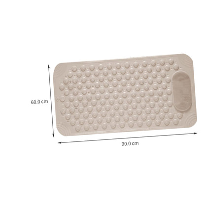 Non-Slip Bath Mat with Foot Scrubber – 90 x 60 cm, Anti-Skid Suction Cups & Drain Holes, Waterproof Shower Floor Pad with Exfoliating Brush(Grey) - Image 2