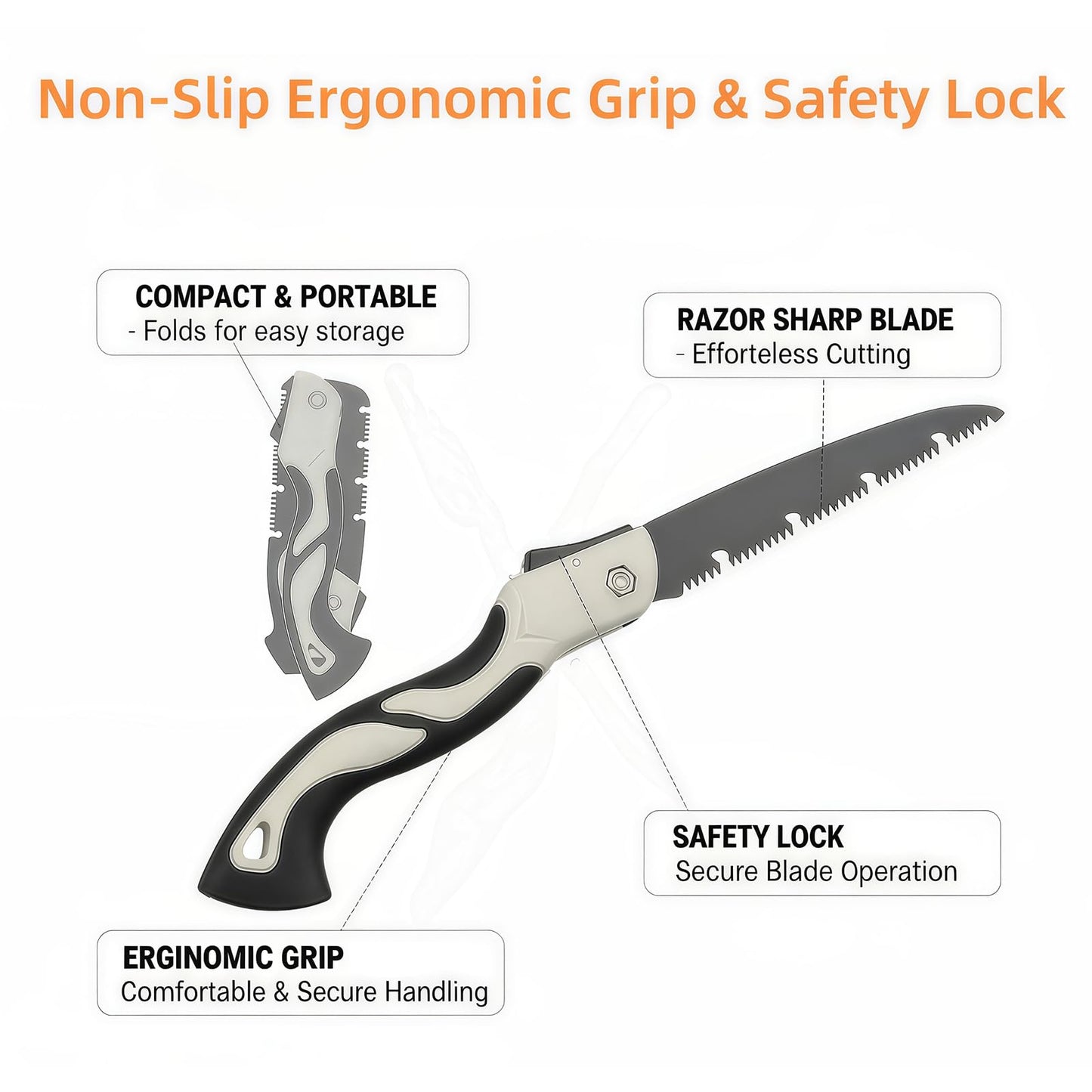 Heavy-Duty 5-Piece Gardening Tool Set – 3 Pruning Shears & 2 Folding Saws, Stainless Steel Blades, Ergonomic Handles, Compact Storage – Ideal for Trees, Shrubs, Camping, and Gift-Giving - Image 3