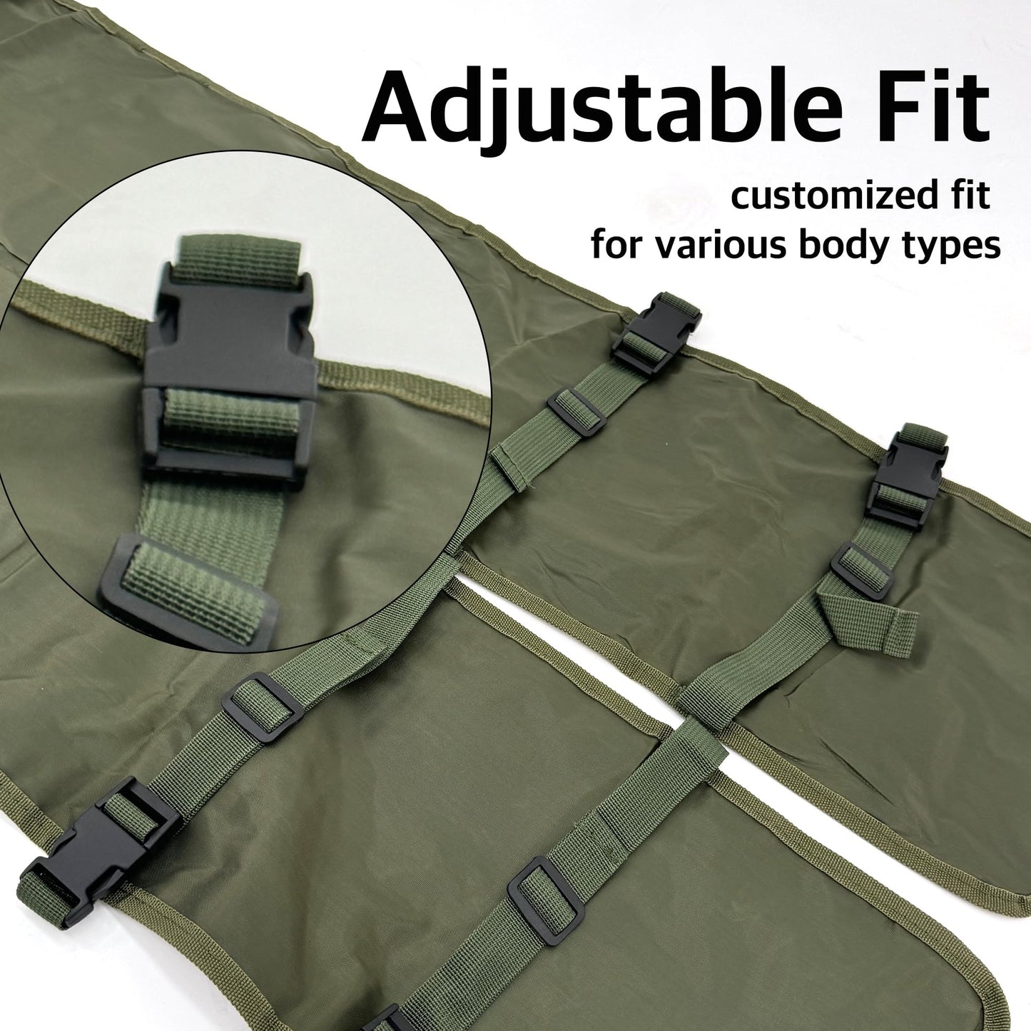 Heavy-Duty Canvas Garden Apron with Pockets & Adjustable Straps – Waterproof Long Apron for Outdoor Work, Farming, BBQ, and Gardening (Green) - Image 5