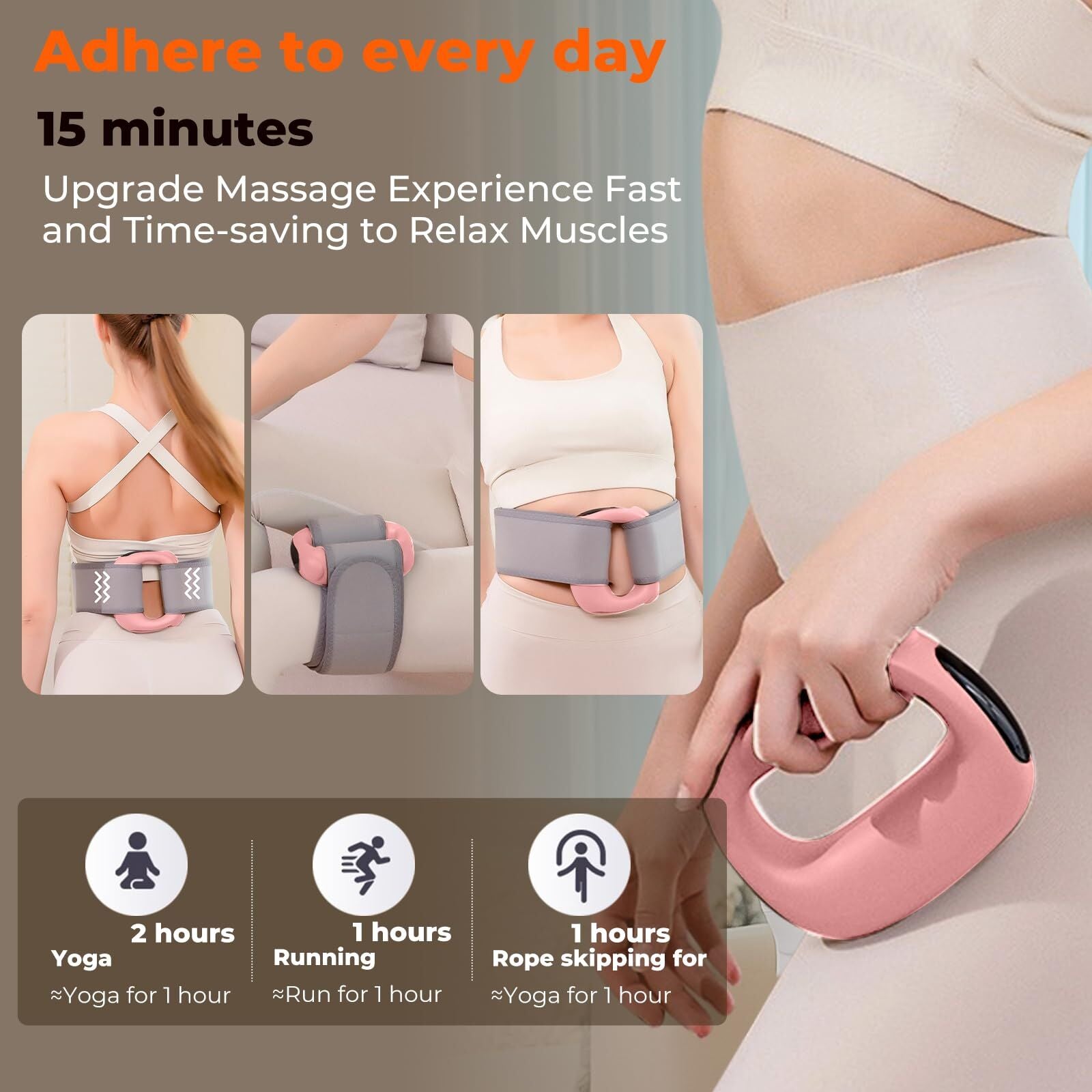 Portable Heated Fascia Ring Massager with 5-Speed Vibration & USB-C Charging – Deep Tissue Muscle Relief for Neck, Back, and Shoulders (Pink) | Other Colors Available In-Store - Image 5