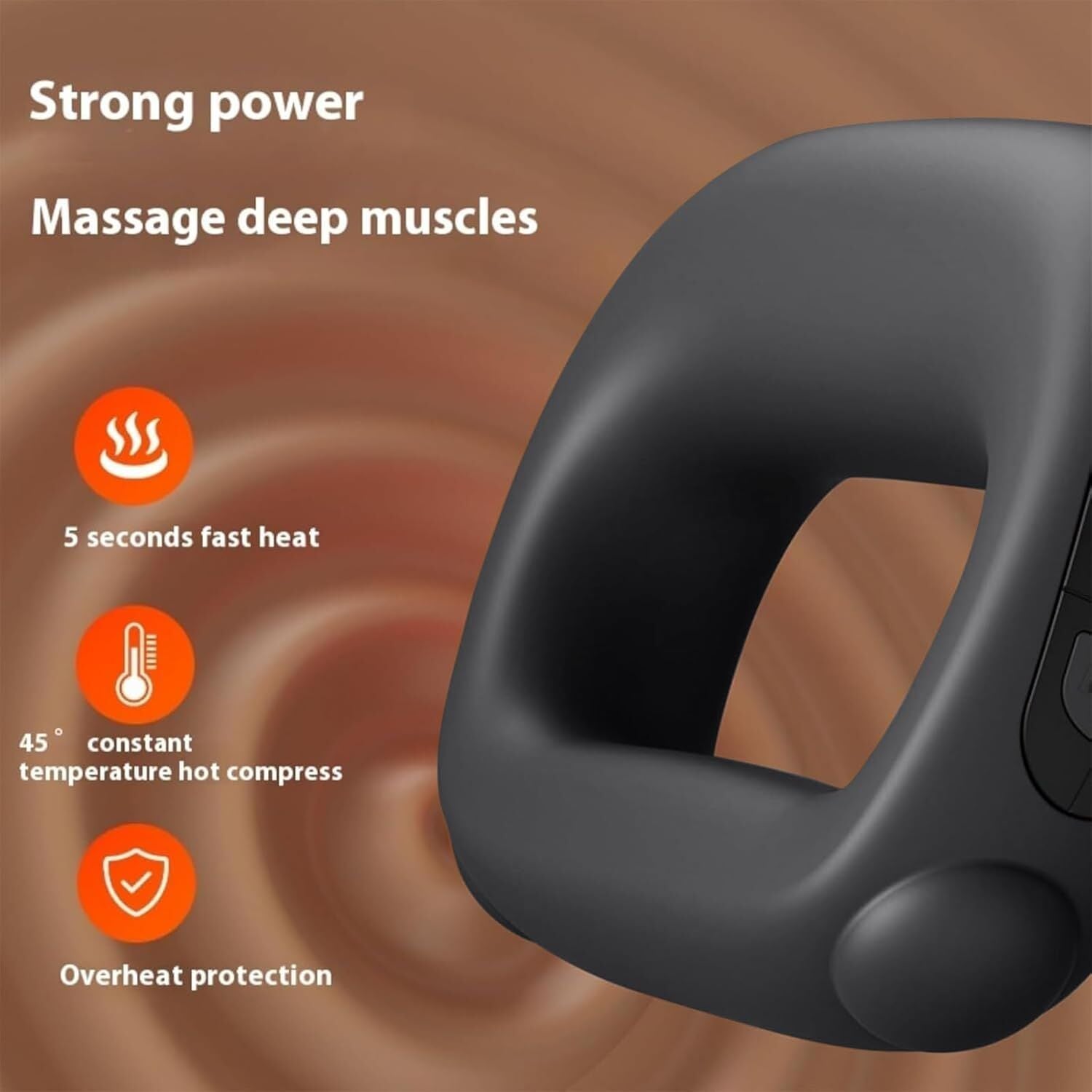 Portable Heated Fascia Ring Massager with 5-Speed Vibration & USB-C Charging – Deep Tissue Muscle Relief for Neck, Back, and Shoulders (Black) | Other Colors Available In-Store - Image 4