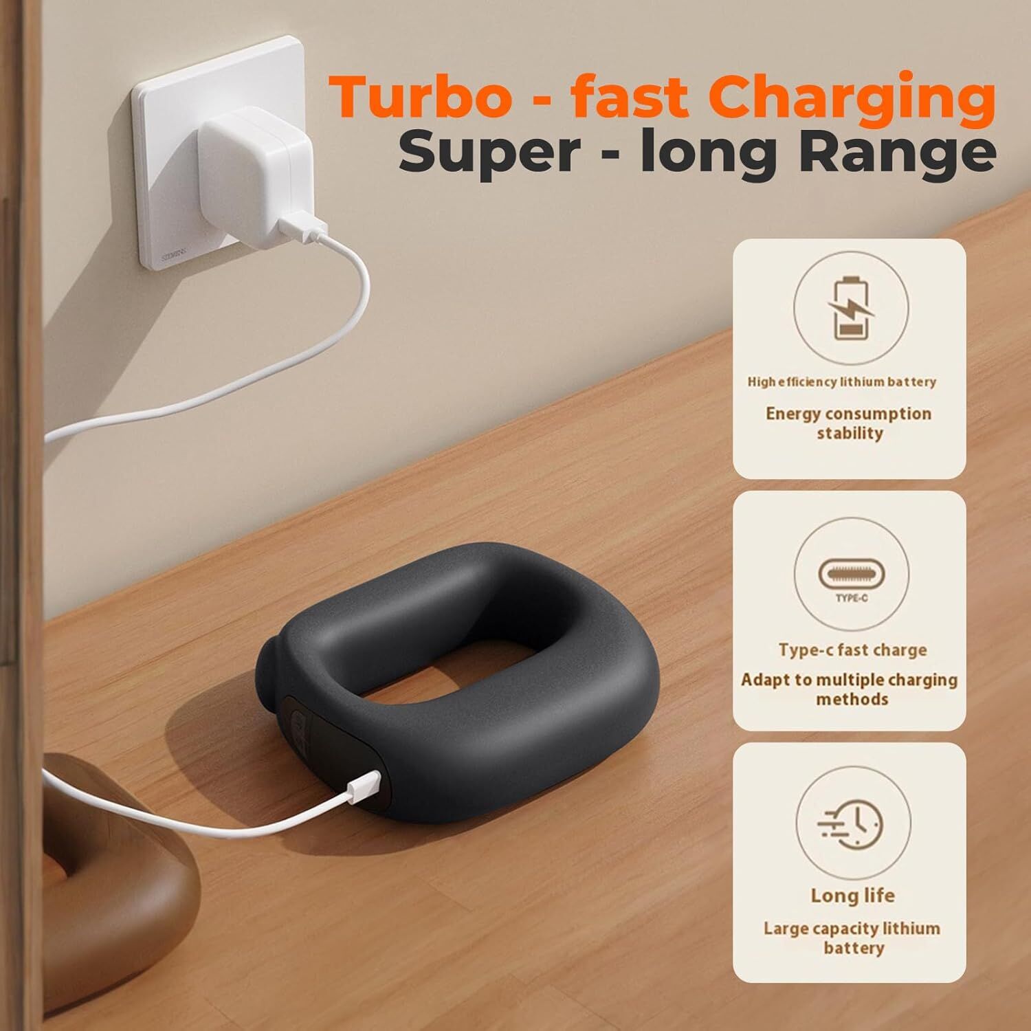 Portable Heated Fascia Ring Massager with 5-Speed Vibration & USB-C Charging – Deep Tissue Muscle Relief for Neck, Back, and Shoulders (Black) | Other Colors Available In-Store - Image 6