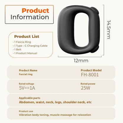 Portable Heated Fascia Ring Massager with 5-Speed Vibration & USB-C Charging – Deep Tissue Muscle Relief for Neck, Back, and Shoulders (Black) | Other Colors Available In-Store - Image 8