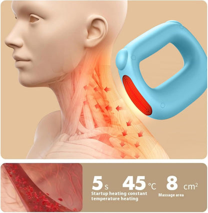 Portable Heated Fascia Ring Massager with 5-Speed Vibration & USB-C Charging – Deep Tissue Muscle Relief for Neck, Back, and Shoulders (Blue) | Other Colors Available In-Store - Image 3