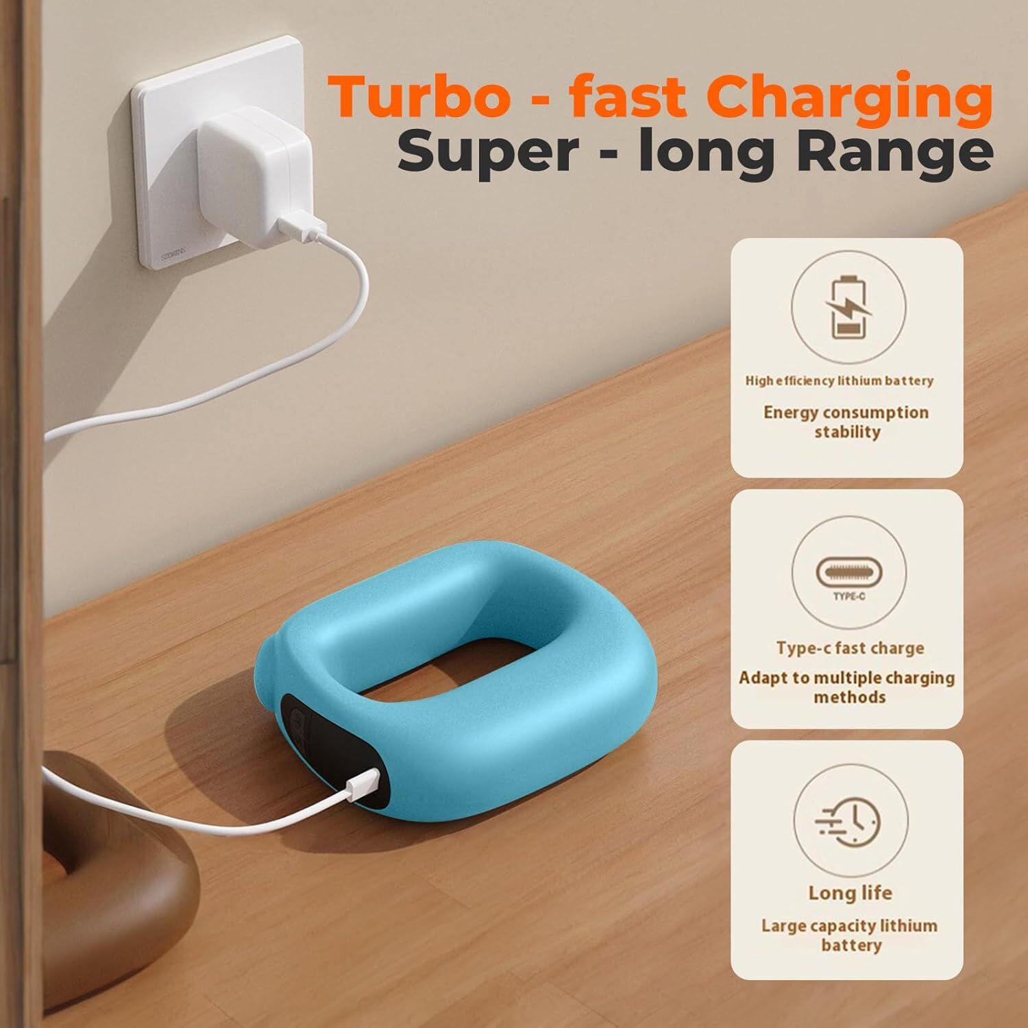 Portable Heated Fascia Ring Massager with 5-Speed Vibration & USB-C Charging – Deep Tissue Muscle Relief for Neck, Back, and Shoulders (Blue) | Other Colors Available In-Store - Image 6