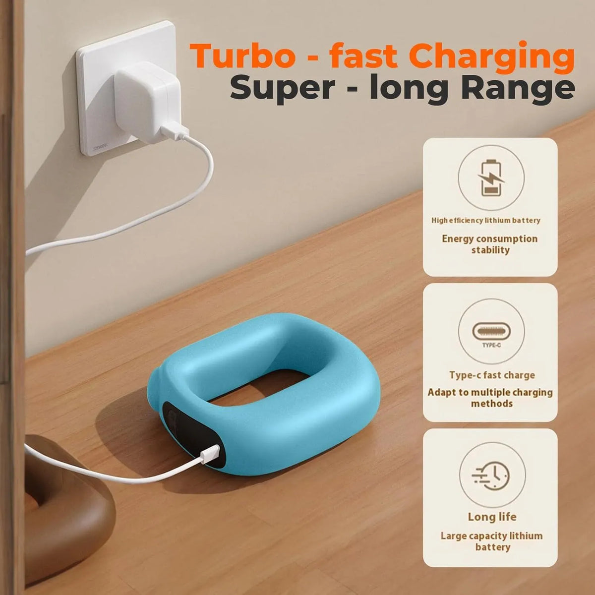 Portable Heated Fascia Ring Massager with 5-Speed Vibration & USB-C Charging – Deep Tissue Muscle Relief for Neck, Back, and Shoulders (Blue) | Other Colors Available In-Store - Image 6