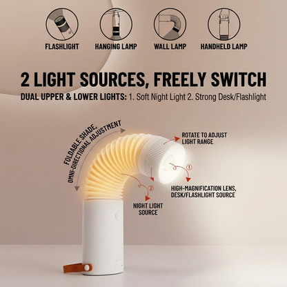 Foldable Outdoor Camping Light with Dual Brightness Modes – Rechargeable Red LED Tent Lamp, IP65 Waterproof, Magnetic Base & Adjustable Neck for Hiking and Emergency Use (Red) - Image 9