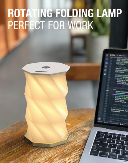 Foldable Rotating Table Lamp with Touch Control – Portable LED Desk Light for Home, Camping & Gifts, Adjustable Height & Warm Glow (White) - Image 3