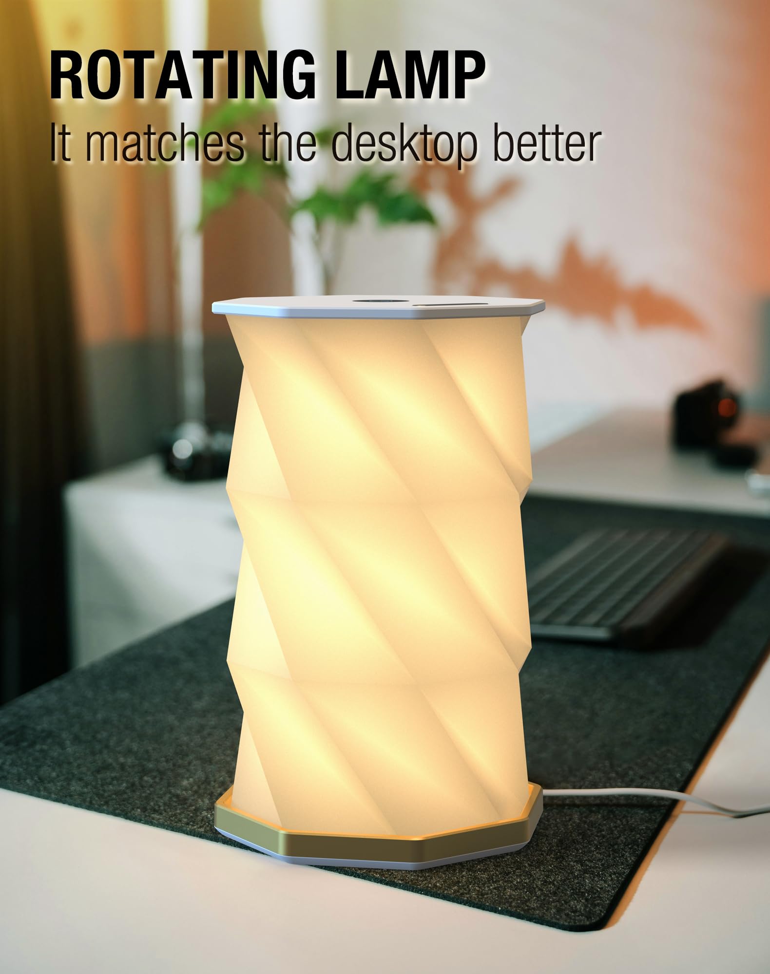 Foldable Rotating Table Lamp with Touch Control – Portable LED Desk Light for Home, Camping & Gifts, Adjustable Height & Warm Glow (White) - Image 5