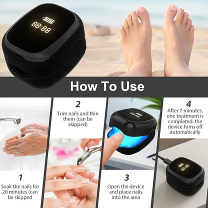 Nail Wellness Light Device (1-Piece): Red & Blue LED for Daily Nail Care Routine – Auto Timer, USB Rechargeable (Black) - Image 4