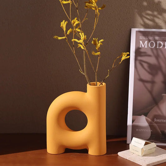 Tubular Letter Vase Set（3-Piece ） – Modern Ceramic Decor for Living Room, Dining Table & TV Stand | Other Luxury Styles Available in Store - Image 2