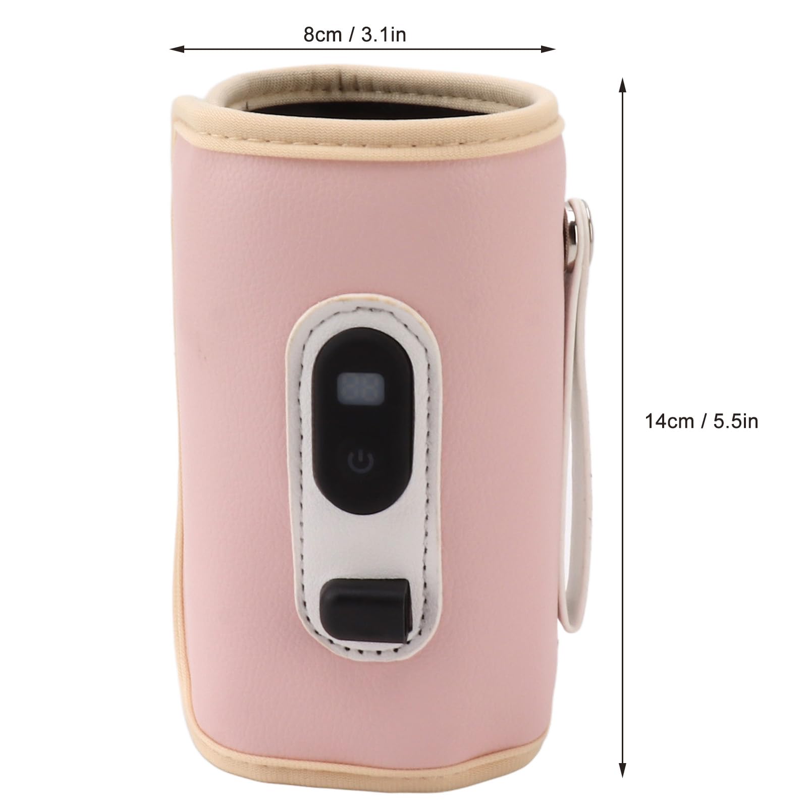 USB Baby Bottle Warmer – Portable Digital Milk Heater with 5-Temperature Settings, Rechargeable and Waterproof for Travel and Home Use (Pink) - Image 3