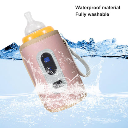 USB Baby Bottle Warmer – Portable Digital Milk Heater with 5-Temperature Settings, Rechargeable and Waterproof for Travel and Home Use (Pink) - Image 4