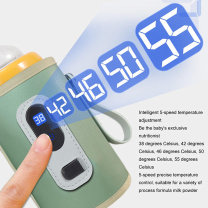 USB Baby Bottle Warmer – Portable Digital Milk Heater with 5-Temperature Settings, Rechargeable and Waterproof for Travel and Home Use (Green) - Image 2