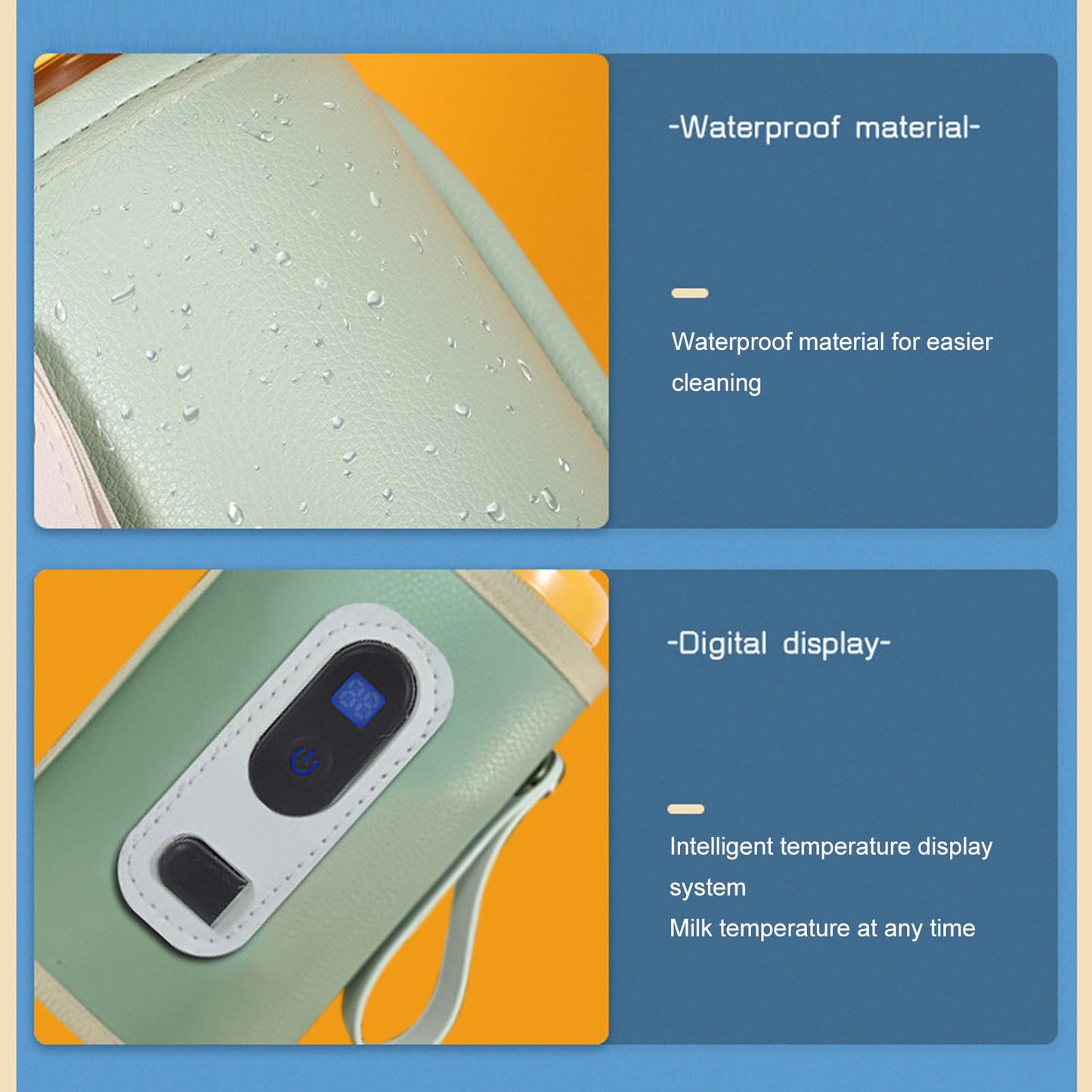 USB Baby Bottle Warmer – Portable Digital Milk Heater with 5-Temperature Settings, Rechargeable and Waterproof for Travel and Home Use (Green) - Image 4