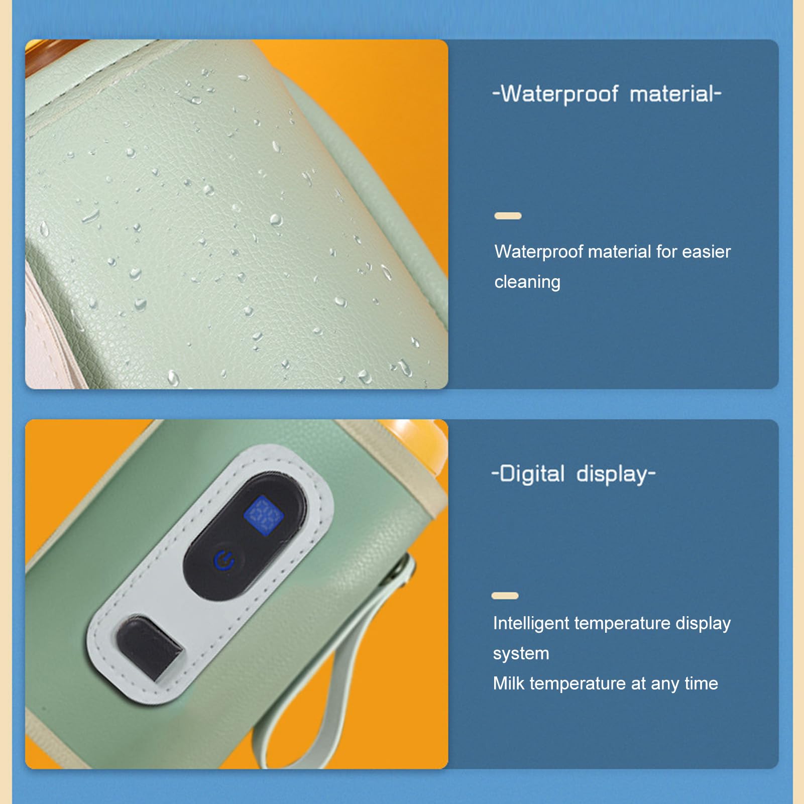 USB Baby Bottle Warmer – Portable Digital Milk Heater with 5-Temperature Settings, Rechargeable and Waterproof for Travel and Home Use (Green) - Image 4