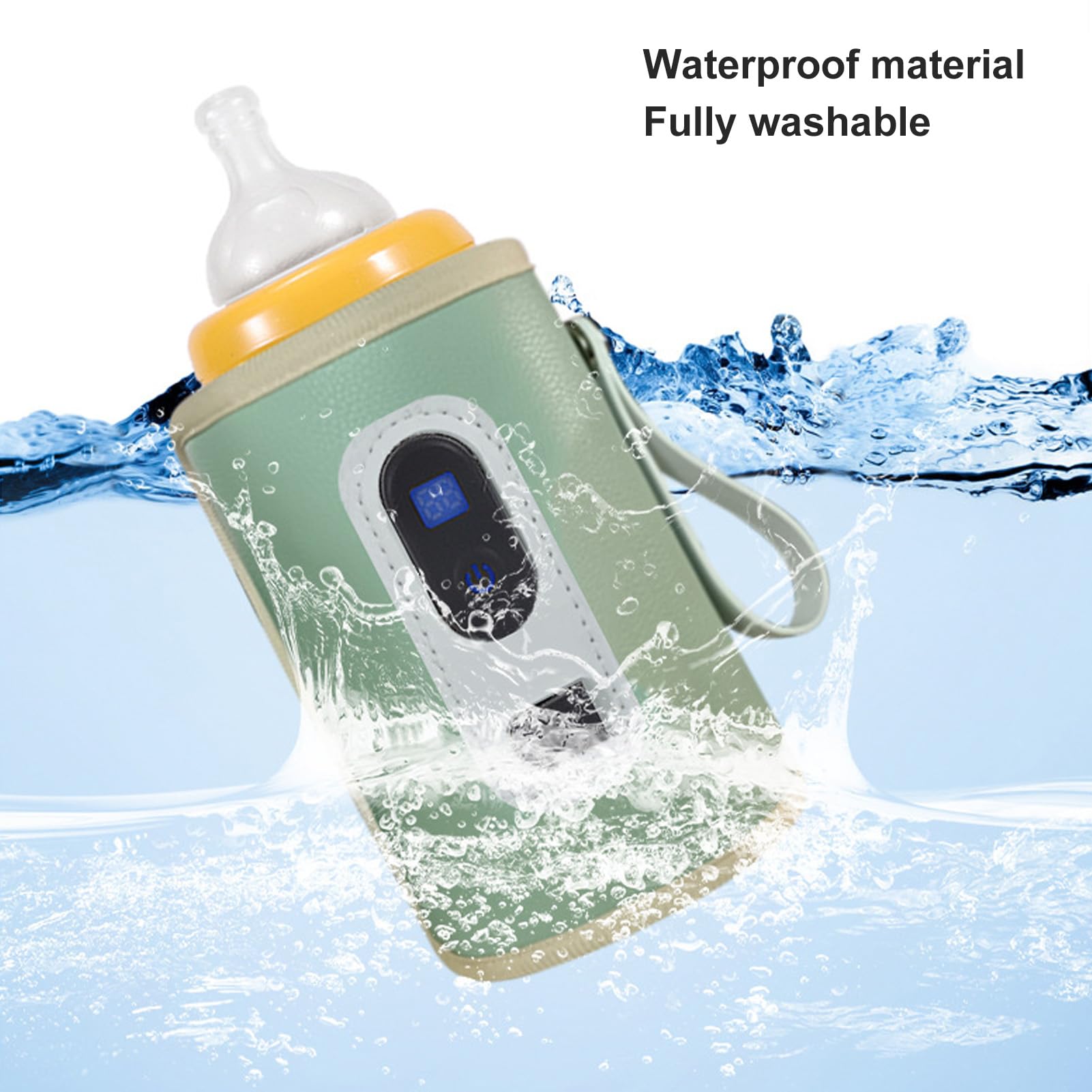 USB Baby Bottle Warmer – Portable Digital Milk Heater with 5-Temperature Settings, Rechargeable and Waterproof for Travel and Home Use (Green) - Image 6