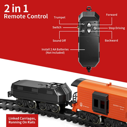 Model Train Set, Remote Control Train Toys with 3Way Smoke Locomotive, 5 Train Cars, Luxury Track Kit, Authentic Train Sounds & Lights, Rechargeable Battery, Top Present for Train Lovers (Black) - Image 3