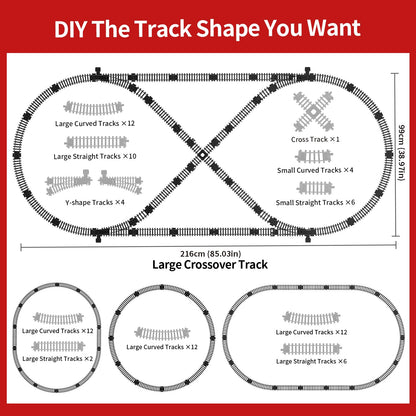 Model Train Set, Remote Control Train Toys with 3Way Smoke Locomotive, 5 Train Cars, Luxury Track Kit, Authentic Train Sounds & Lights, Rechargeable Battery, Top Present for Train Lovers (Black) - Image 6