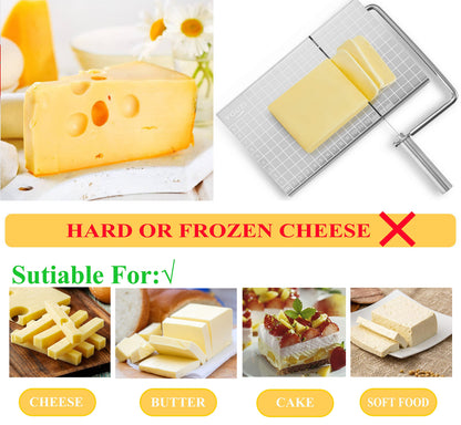 Stainless Steel Cheese Slicer with 10 Replacement Wires – Precision Grid Cutting Board, Ergonomic Handle, Easy to Clean – Ideal for Butter, Cake, Soft Cheese (Silver) - Image 3