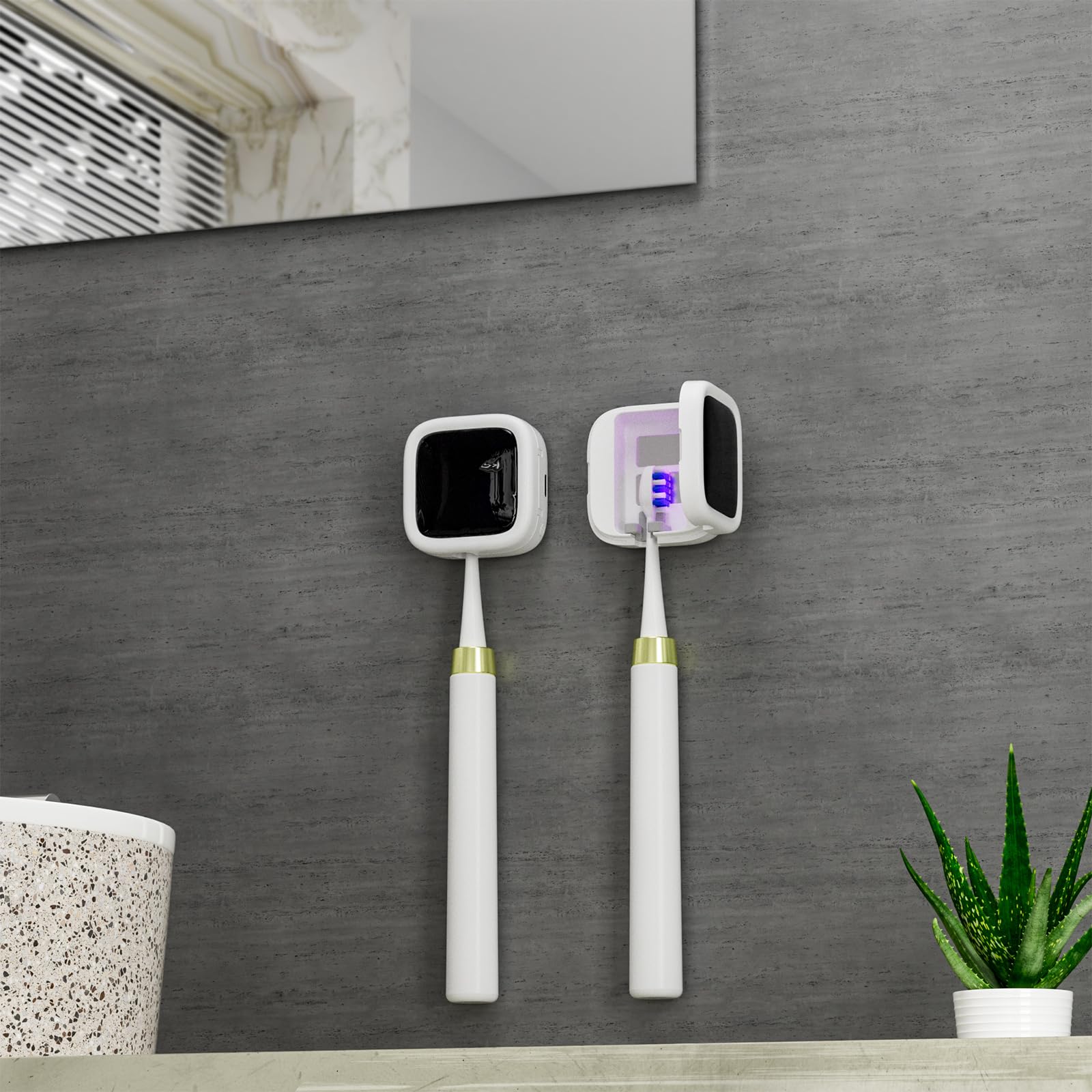 Portable UV-C Toothbrush Sterilizer with Auto-Disinfection & Heating – Magnetic Wall Mountable Brush Cover for Home and Travel (White) | Other Colors Available In-Store - Image 8