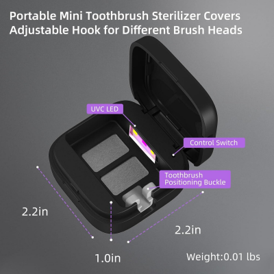 Portable UV-C Toothbrush Sterilizer with Auto-Disinfection & Heating – Magnetic Wall Mountable Brush Cover for Home and Travel (Black) | Other Colors Available In-Store - Image 6